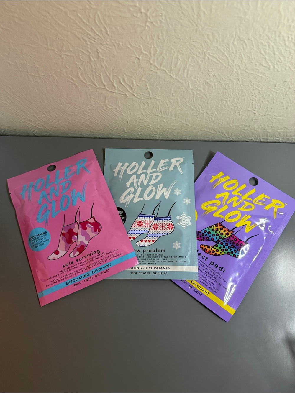 Foot Mask Trio - Pink, Blue, Purple